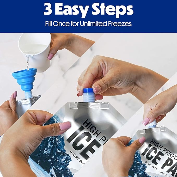 Reusable Ice Packs for Coolers Long Lasting Gel Freezer Packs for Cooler Bag Lunch Box,Keeps Food Cold Fresh (5 Pack, S(6.5"x7.5"))