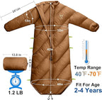 Walkable Toddler Sleeping Bags for Kids, Boys Girls (2T-4T) - Puffy Camping Sleeping Sack for Indoor, Outdoor, Travel, Sleepover, Slumber Party (up to 46 in)- Machine Washable, Lightweight