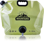 Water Jug Camping 2.1 Gallon Collapsible with Spigot, BPA Free Portable Water Pouch Foldable Water Bags for Outdoor Hiking, Travel and Emergency & Water Storage Containers (Green-2Pcs)