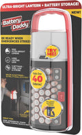Ontel Battery Daddy Lantern, 2-in-1 Battery Powered Lamp & Battery Organizer, Ultra-Bright 1,000 Lumens Utility Light, Stores & Protects Up to 42 Batteries, Includes Battery Tester & Screwdriver