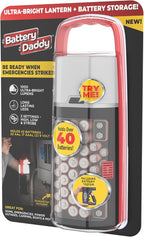 Ontel Battery Daddy Lantern, 2-in-1 Battery Powered Lamp & Battery Organizer, Ultra-Bright 1,000 Lumens Utility Light, Stores & Protects Up to 42 Batteries, Includes Battery Tester & Screwdriver