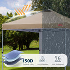 MASTERCANOPY Durable Pop-up Canopy Tent with 1 Sidewall (6.6'x6.6',Khaki)