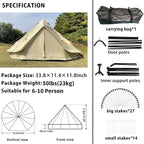 DANCHEL OUTDOOR B2A Portable Bell Tent No Center Pole, 4 Season Yurt with Stove Jack Spacious Interior for 4/8 Person Camping Hiking Glamping 300D Oxford Nylon,13ft/16.4ft Khaki