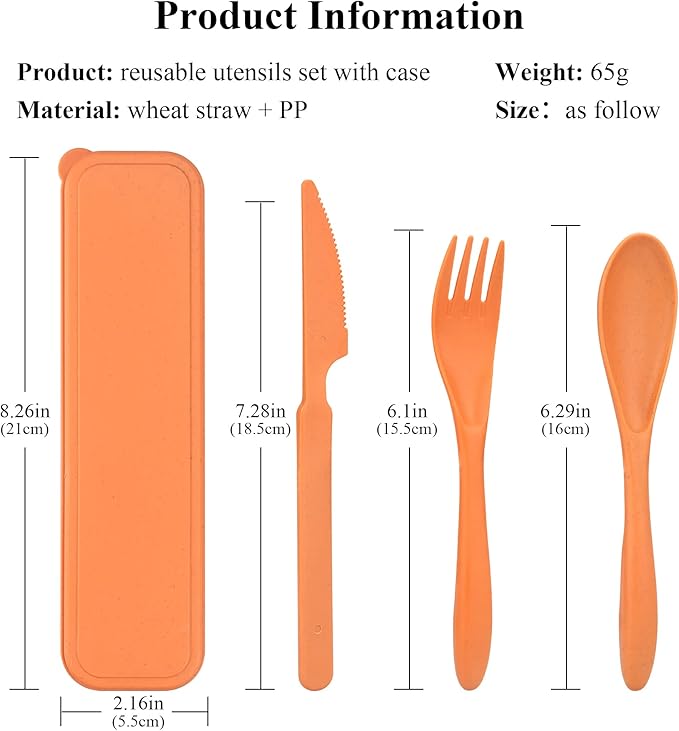 4 Sets Reusable Utensils Set with Case,Travel Utensils Cutlery Set Spoons and Forks Set, Reusable Plastic Utensils for Lunch Box Accessories for Adults, Portable Lunch Utensils Set for Daily