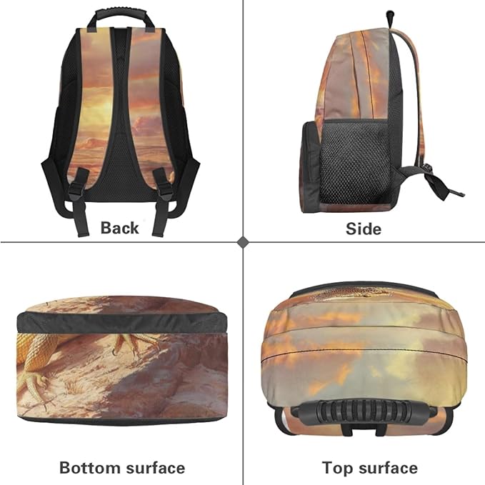 Lizard Backpack with Lunch 2Nd Grade Backpack Boys Fashion Portable Boys Bookbag Age 6-8 with Lunch Box 4 in 1 School Bag for Boy 6-7 Travel Hiking Daypack Outdoor Camping