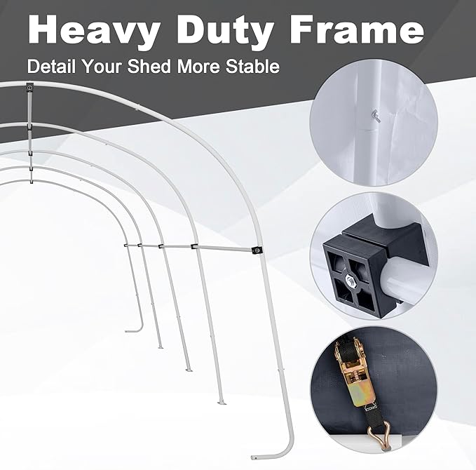 HOMPUS 10x20 Heavy Duty Carport, 180G PE Waterproof Canopy, Load Garage Shelter, Outdoor Storage Tent for Cars/Trucks/Boats/Equipment with Double Roll-Up Doors & Ground Anchors