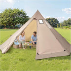 Hot Tent for 4-6 Person, Winter Tipi Tent with Stove Jack, Waterproof Canvas Camping Tent, 4 Season Shelter for Hiking Backpacking - L Size