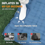 Camping Sleeping Pad, 6" Extra Thick Sleeping Mat with Pillow Built-in Foot Pump, 32.7" Extra Wide Inflatable Sleeping Pads Compact for Camping Backpacking Hiking Traveling Tent (Blue)