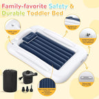 Inflatable Toddler Travel Bed - Portable Toddler Kids Travel Bed with Safety Sides Complete Kids Air Mattress Set with High-Speed Pump, Ideal for Vacation Camping and Sleepover (60 Inches)
