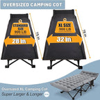 Slsy Oversized XXL Folding Camping Cot for Adults with Pad, Padded Portable Sleeping Cots, Camp Bed with Carry Bag for Outdoor Travel, Beach, Hiking