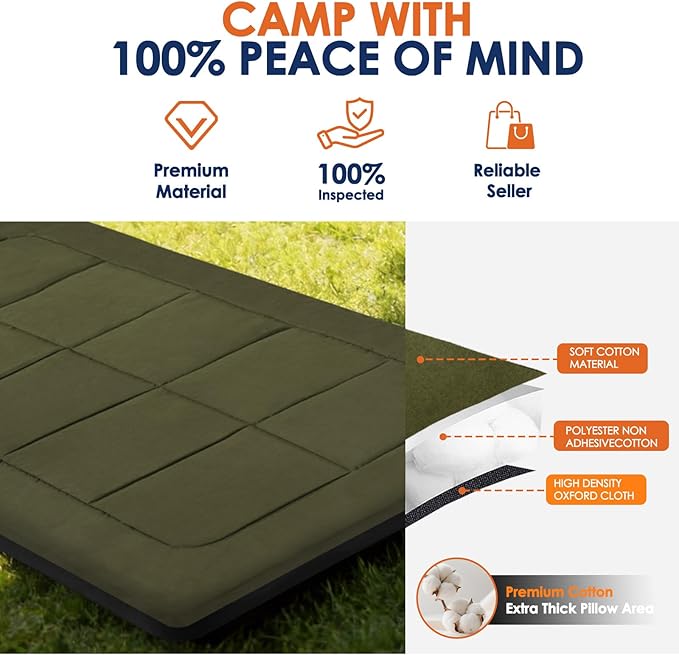 Camping cot Mattress Comfortable Portable Sleeping Pad for Adults Waterproof Fabric Floor Mattress Easy to Store Sleeping Mat for Guest Garden Home Lawn Outdoor Indoor