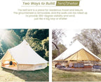 MC TOMOUNT Canvas Tent Bell Tent Yurt with Stove Jack Zipped Removable Floor for Glamping Truck Car Camping