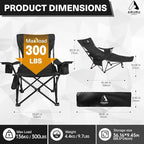 2025 Upgraded 2-in-1 Reclining Camping Chair with Footrest, Folding Beach Lounge Chair with Adjustable Backrest & Cooler, Portable Lawn Chairs for Adults Heavy Duty for Outdoor Sports