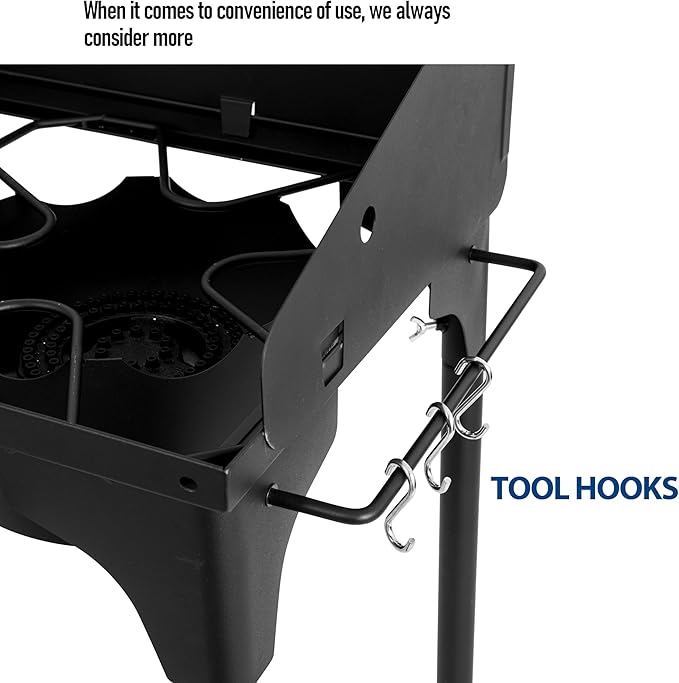 Propane Double Burner for Outdoor Cooking Two Camping Stove with Removable Windscreen and Detachable Legs Stand for Home Brewing, Camping, BBQ