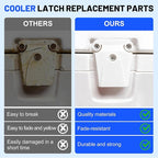 Cooler Latch Posts and Screws, High Strength Cooler Latch Replacement Parts - Latch Posts with Screws to Restore Ice Chest Seals and Enable Normal Cooler Operation.
