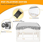 Dog Playpen Mesh Top Cover for 36" Inch Pet Playpen with 4 Panels, Dog Crate Cover Pet Tent Puppy Play Pen Cover, Ideal for Indoor/Outdoor Use. Note: Playpen Not Included (Gray)