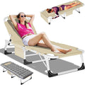 DoCred Heavy Duty XXL Tanning Chair with Face Hole&Mat, Oversized 5-Position Folding Chaise Lounge Chairs for Outside, Portable Beach Lounge Chair for Outdoor Sunbathing Beach Pool Lawn Camping