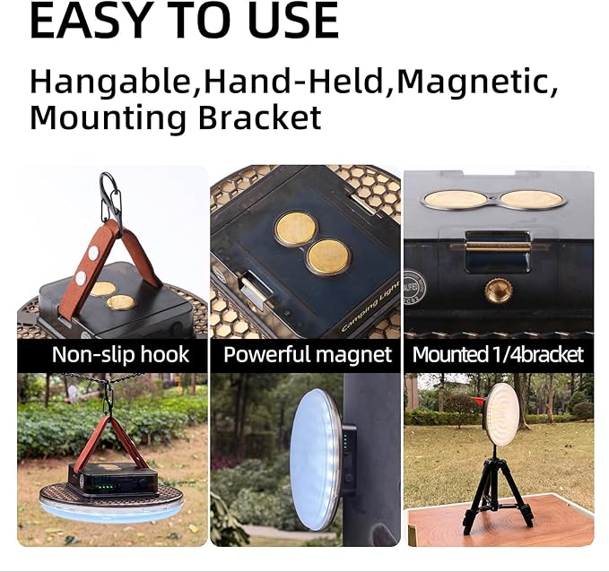 19000mAh Camping Tent Light, 60W 6000LM 3 Color Lighting Modes IPX5 Waterproof Led Hanging Tent Lantern Rechargeable Emergency Portable Magnet Outdoor Wireless Camping Light