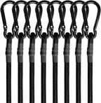 8 Pcs 24in Bungee Cords with Carabiner Hooks Heavy Duty, Outdoor Black Bungee Straps, Strong Industrial Grade Elastic Bungee Rope for Securing Tarps, Luggage, Tents，Bikes or Garden Tidying