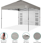 Best Choice Products 10x10ft Pop Up Canopy Tent with Sidewall, 1 Person 1 Minute Set Up, Carry Case, 4 Weight Bags - Light Gray