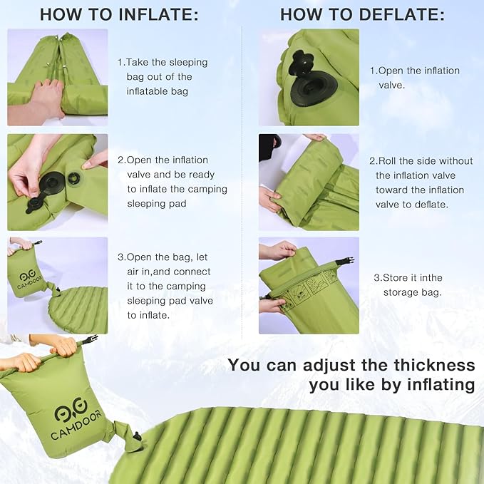 Self Inflating Sleeping Pad for Camping with Inflating Bag, Compact Lightweight Camping Mat, Outdoor Backpacking Hiking Traveling Airpad Camping Air Mattres