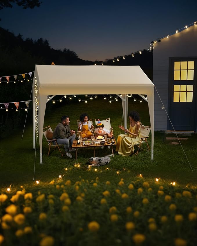 Instant Pop Up Canopy 10x10 FT, Outdoor Tent Canopy-Easy Setup, Portable Sun Rain Shelter with Durable Frame, Waterproof UV Protection for Camping Backyard Party, Outdoor Activities & Night Market