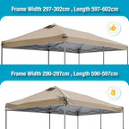 10x20 Canopy Replacement Top Cover with Air Vents for ez up Pop up Canopy Gazebo Tent, with Adjustable Strap, Waterproof & Anti-UV for Outdoor Shade (Top Only, Frame Not Included) (Tan)
