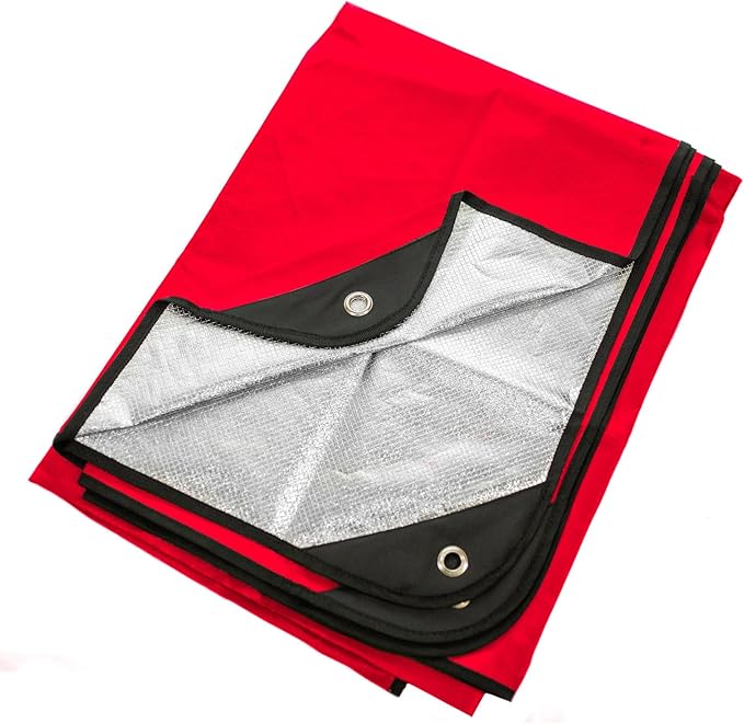 Arcturus Insulated Tarp, Reusable Heavy Duty Thermal Survival Blanket – 60x82in, Reflects 90% Body Heat, Waterproof, Windproof, 3-Layer Design, Reinforced Grommets, Red