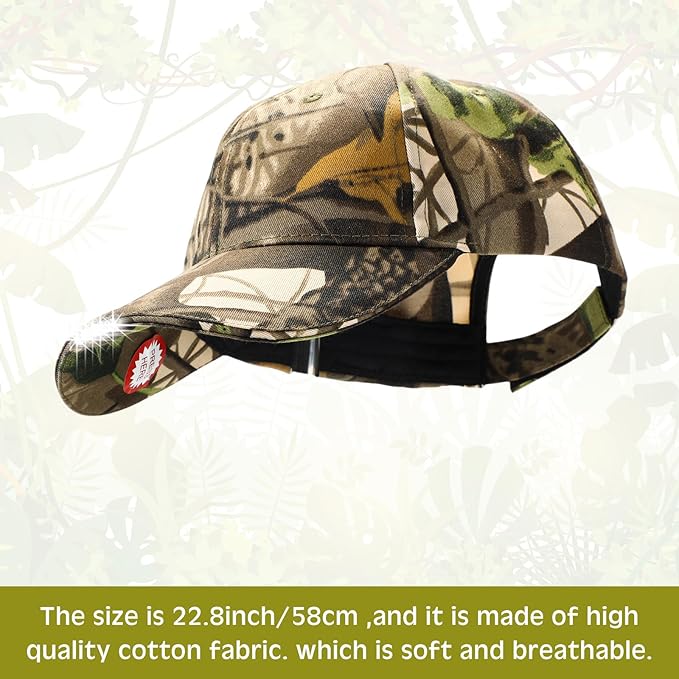 Syhood 2 Pieces LED Baseball Caps Flashlight Hats Hands Free Baseball Caps with Light Built in 5 Battery Powered Headlamp LED Hats Light for Men Fishing Jogging Camping Hand Work