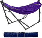 Tranquillo Collapsible Hammock Stand, Folding Camping Hammock and Stand, 600 lbs Capacity Double Hammock Stand for 2 Persons, Heavy Duty Folding Hammock for Indoor Outdoor, Quick Assembly, Purple