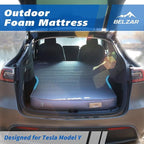 BELZAR Tesla Model Y Mattress with Built-in Cordless Pump, 4" Thick Full Size Memory Foam, Self Inflating Sleeping Pad for Camping, SUV Air Mattress and Road Trips