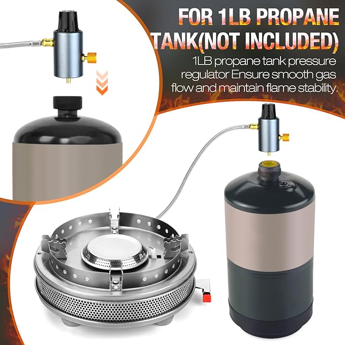 Propane Camping Stove, Portable Camp Gas Stove 13500BTU Burners with Piezo Ignition, Carrying Bag