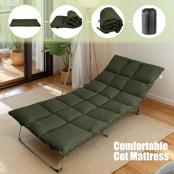 Tuphen Cot Mattress Pad-Cot Pads for Camping, Cot Mattress Topper, Camping Mattress Sleeping Pad 75"x30" Soft Lightweight Quilted Pads for Camp Cot/RV Bunk/Narrow Twin Beds