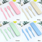 4 Sets Portable Utensils Set with Case, Travel Utensils Fork and Spoon Set for Lunch Box Accessories, Reusable Lunch Utensils Set for Work, Travel Accessories Camping Utensil Set and Home Use