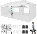 COBIZI 10x20 Pop Up Canopy: Canopy Tent with Patented Center-Lock Tech | Quick-Setup,UV-Reflective & Detachable Walls | 210D Waterproof |3 Height Adjustments for Parties,Weddings,Outdoor Events(White)
