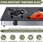 2 Burner Propane Gas Cooktop, Portable Tempered Glass Double Burner Stove with Auto Ignition, 30,000 BTU, CSA Certified Regulator & Hose, Outdoor Camping RV BBQ Kitchen LPG Gas Stove