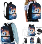 3 Set Cool Football School Bags with Lunch Box and Large Capacity Pencil Holder Set, Book Bag for Kindergarten Elementary Boys Camping Activities Outdoor
