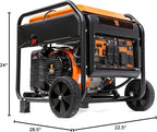 WEN GN625iX 6250-Watt RV and Transfer-Switch-Ready 120V/240V Open Frame Inverter Generator with CO Shutdown Sensor and Wheel Kit, Black/Orange