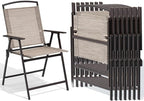Crestlive Products Patio Folding Chairs Set of 8, Outdoor Folding Chairs with Durable Rust-Resistant Frame and Breathable Textilene Material for Outside, Beige