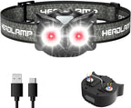 Lsnisni Headlamp Rechargeable,Ultra-Light Bright LED Kids Headlamp with Red Light, Head lamp for Adults and Kids with 5 Modes, Waterproof Forehead Flashlight for Camping Outdoor Hiking Running