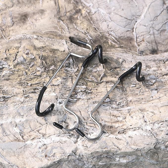 Wakauto Camping Lantern Hooks 2pcs Stainless Steel Light Pole Hooks Black Tent Lamp Hangers Outdoor Camping Accessories for Hiking and Backpacking