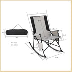 ARROWHEAD OUTDOOR Foldable Rocking Camp Chair with Large Cup Holder, Side Pocket, Space-Saving Folding, Enhanced Swinging Rocker for Camping, Fishing, Patio
