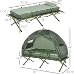 2 Person Foldable Camping Cot with Tent, Bedspread and Thick Air Mattress, 4-in-1 Elevated Camping Bed Tent for Outdoor Hiking, Picnic, Travel