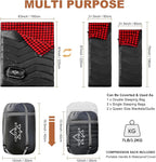 XL Queen Size 2 Person Double Sleeping Bag for Adults, Lightweight Compact with Flannel Liner & Thermolock Draft Tube, Machine Washable All Season Camping Travel