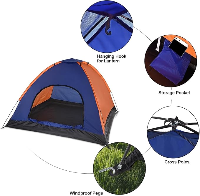 3-4 Persons Camping Tent Lightweight Outdoor Backpacking Tent with Rain Fly Family Camping Hiking Beach Fishing Tent