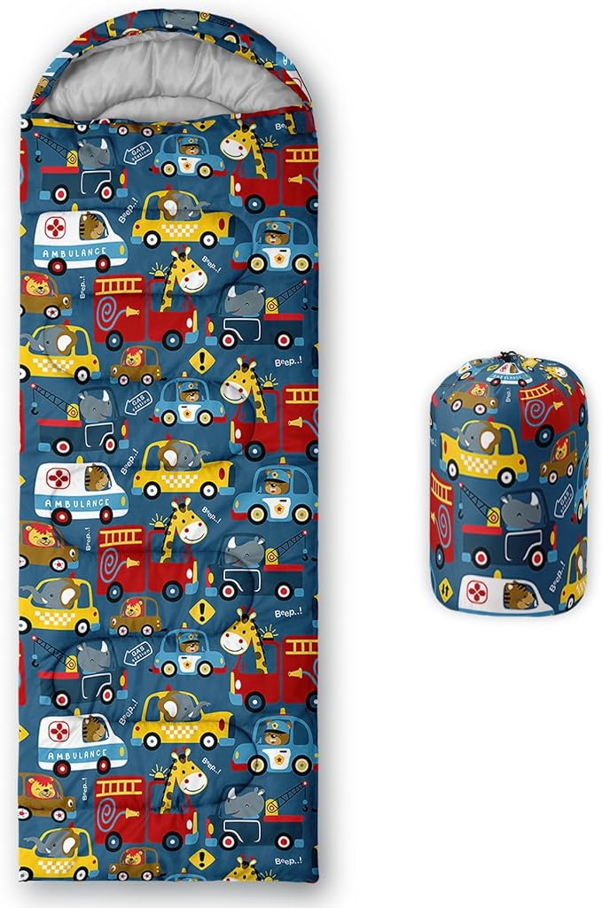 Kids Sleeping Bag for Boys Girls,Blue Ripples Print-Lightweight Warm Portable Outdoor Indoor-Waterproof Cold Weather Resistant Sleeping Bag for Camping Hiking