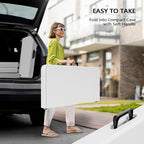VINGLI 34" Fold in Half Square Table, Bi-Folding Commercial Table, Portable Plastic Dining Card Table for Kitchen or Outdoor Party Wedding Event, White