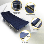 YELLOW JACKET Folding Camping Cot for Adults,600LBS Max Load,28" Wide Sleeping Cot with Removable Thick Mattress Portable Foldable Camping Bed with Carry Bag for Camp,Home,Office,Travel,Blue