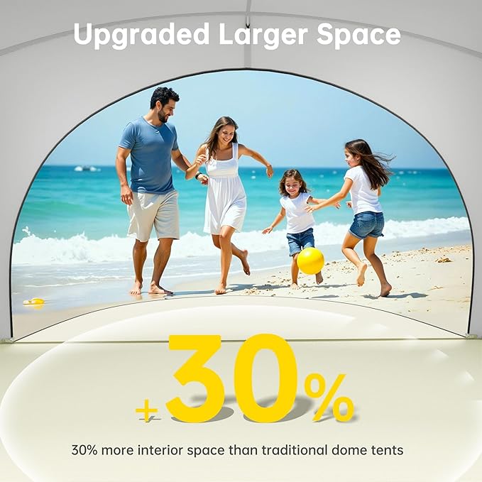 Beach Tent Sun Shelter, Beach Shade Tent with UPF50+ UV Protection, Sun Shelter for 1-4 Person, Beaches Shade with 2 Zippered Doors, Portable Tents for Camping Fishing, Beige