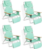 Ostrich Deluxe Padded 3-N-1 Lightweight Portable Adjustable Outdoor Folding Chair for Lawn Beach Lake Camping Lounge with Footrest, Teal (4 Pack)